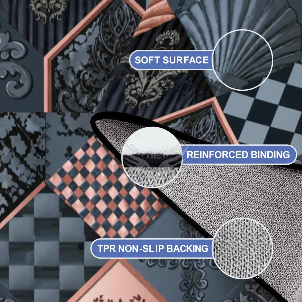 Dark Teal & Pink Diamond Shells Checkerboard Fleur 10 ft x 8 ft Large Area Rug Floor Carpet 120’’x96’’ Rugs & Mats