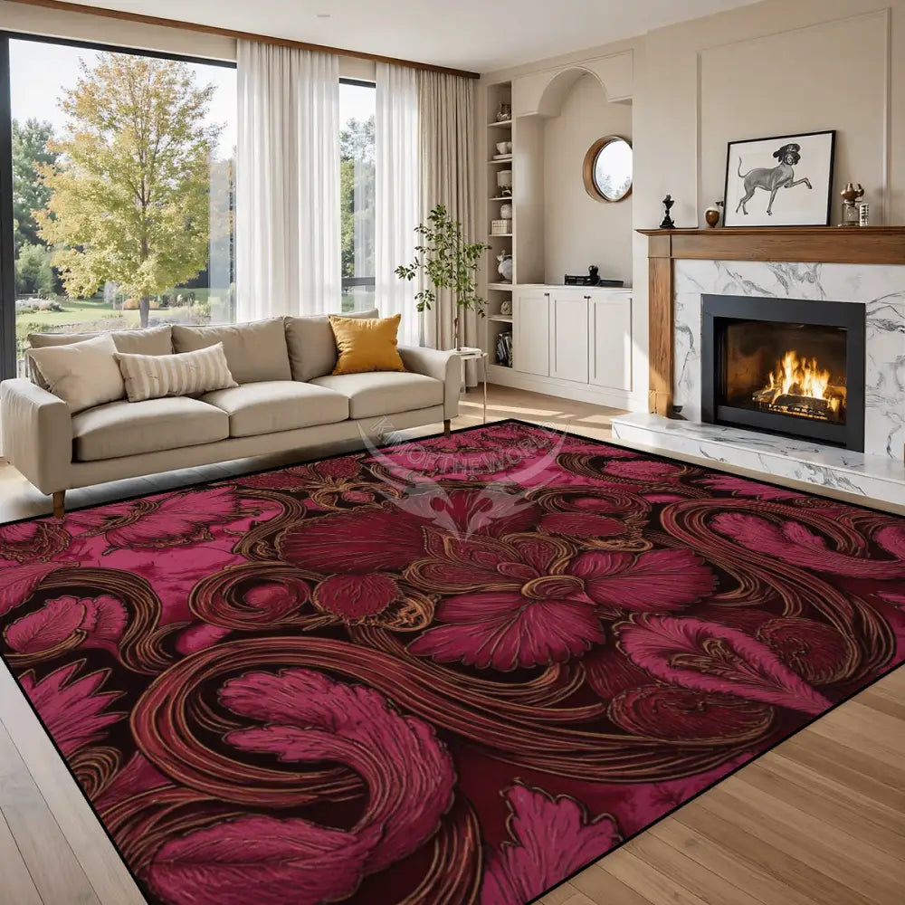 Deep Burgundy and Red 3D Heart Design 10 ft x 8 ft Large Area Rug Floor Carpet 120’’x96’’ Rugs & Mats
