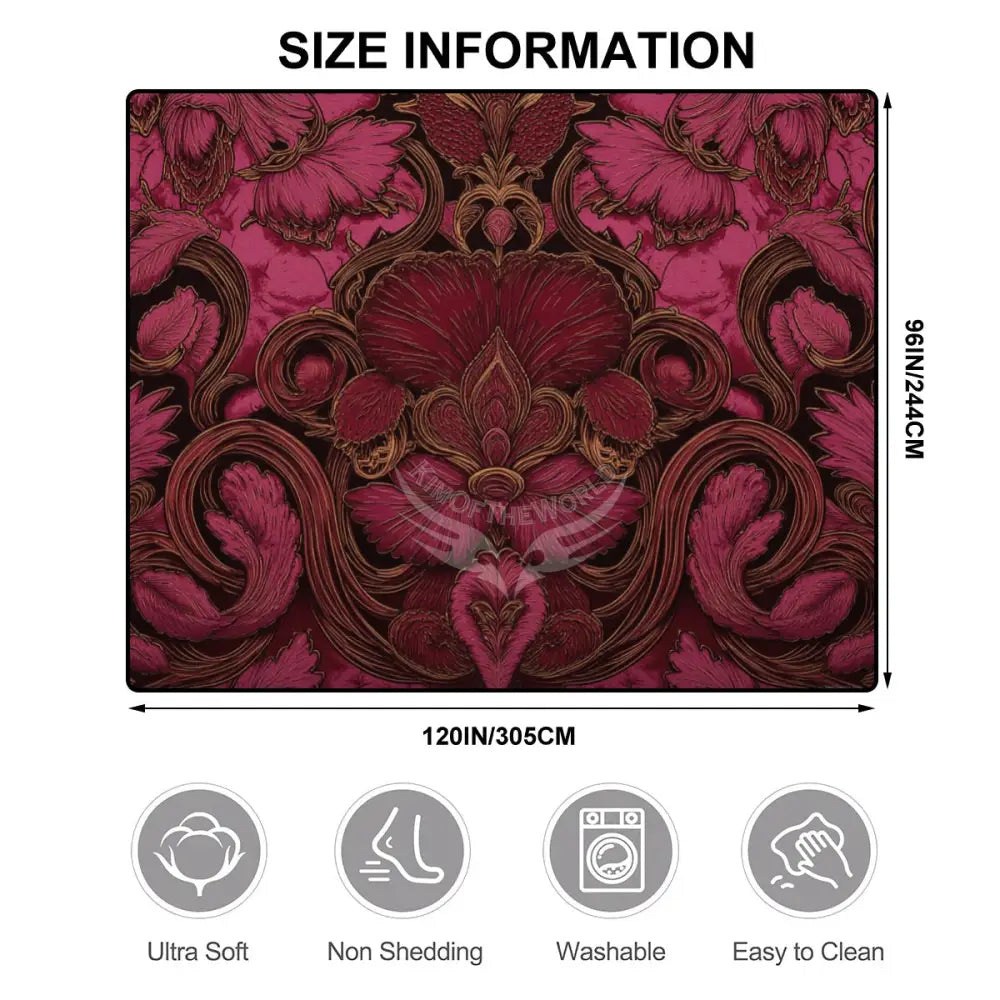 Deep Burgundy and Red 3D Heart Design 10 ft x 8 ft Large Area Rug Floor Carpet 120’’x96’’ Rugs & Mats