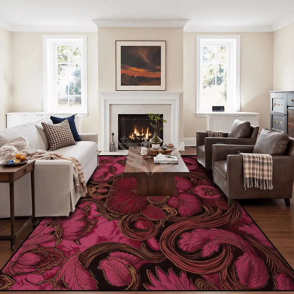 Deep Burgundy and Red 3D Heart Design 10 ft x 8 ft Large Area Rug Floor Carpet 120’’x96’’ Rugs & Mats