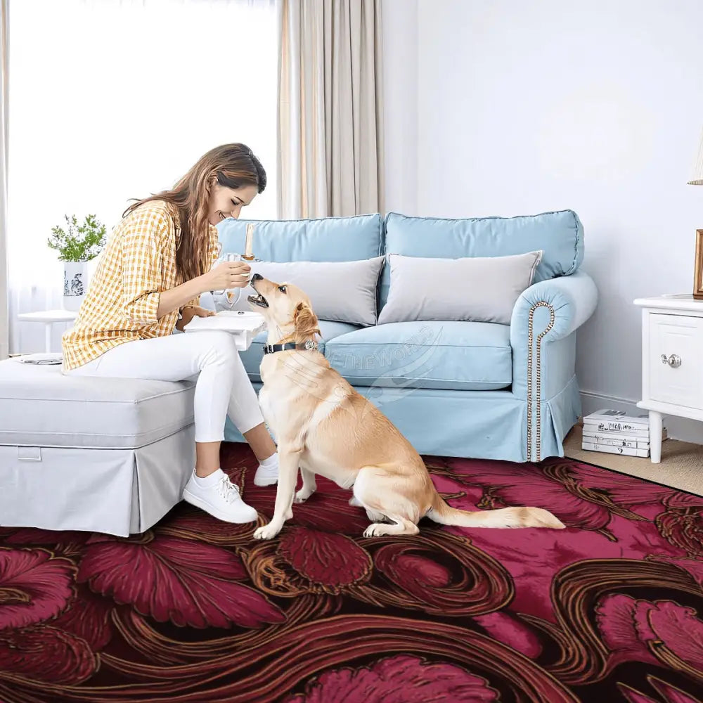 Deep Burgundy and Red 3D Heart Design 10 ft x 8 ft Large Area Rug Floor Carpet 120’’x96’’ Rugs & Mats