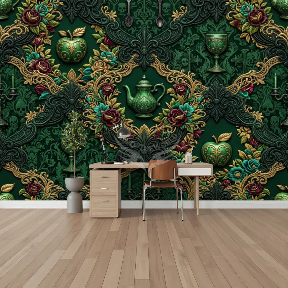 Deep Green 3D Giant Kitchen Unpasted Mural Wallpaper 144’’x100’’ 144’’x100’’ Wall Coverings