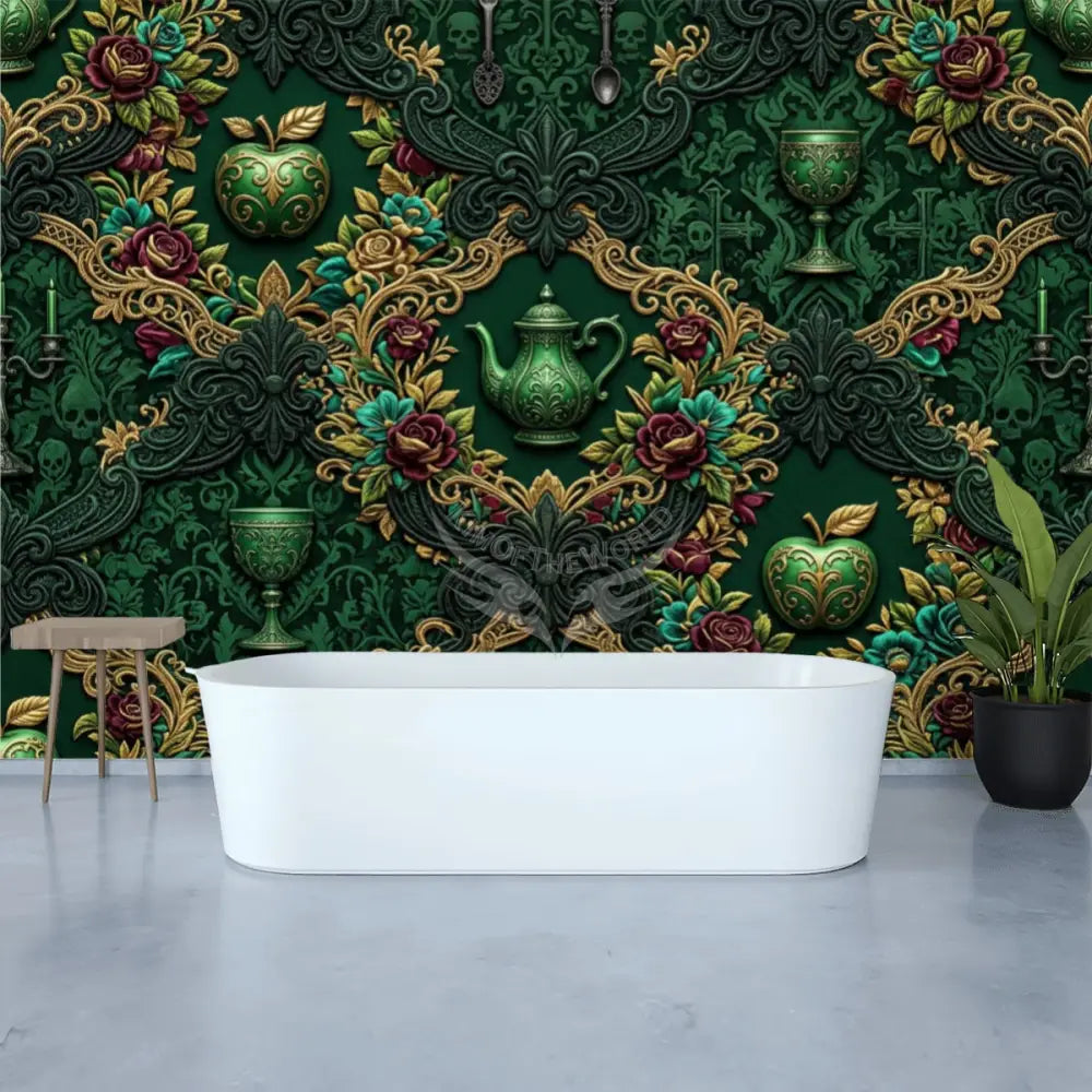 Deep Green 3D Giant Kitchen Unpasted Mural Wallpaper 144’’x100’’ 144’’x100’’ Wall Coverings
