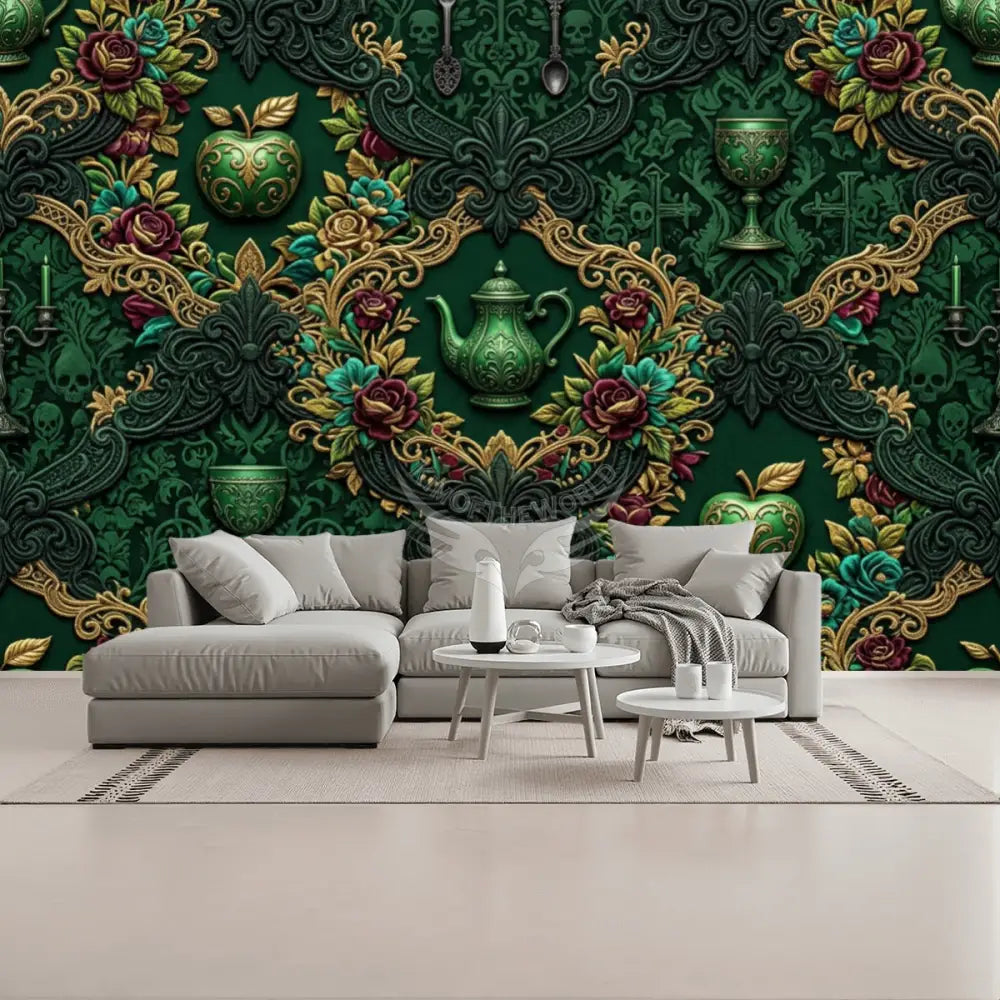 Deep Green 3D Giant Kitchen Unpasted Mural Wallpaper 144’’x100’’ 144’’x100’’ Wall Coverings