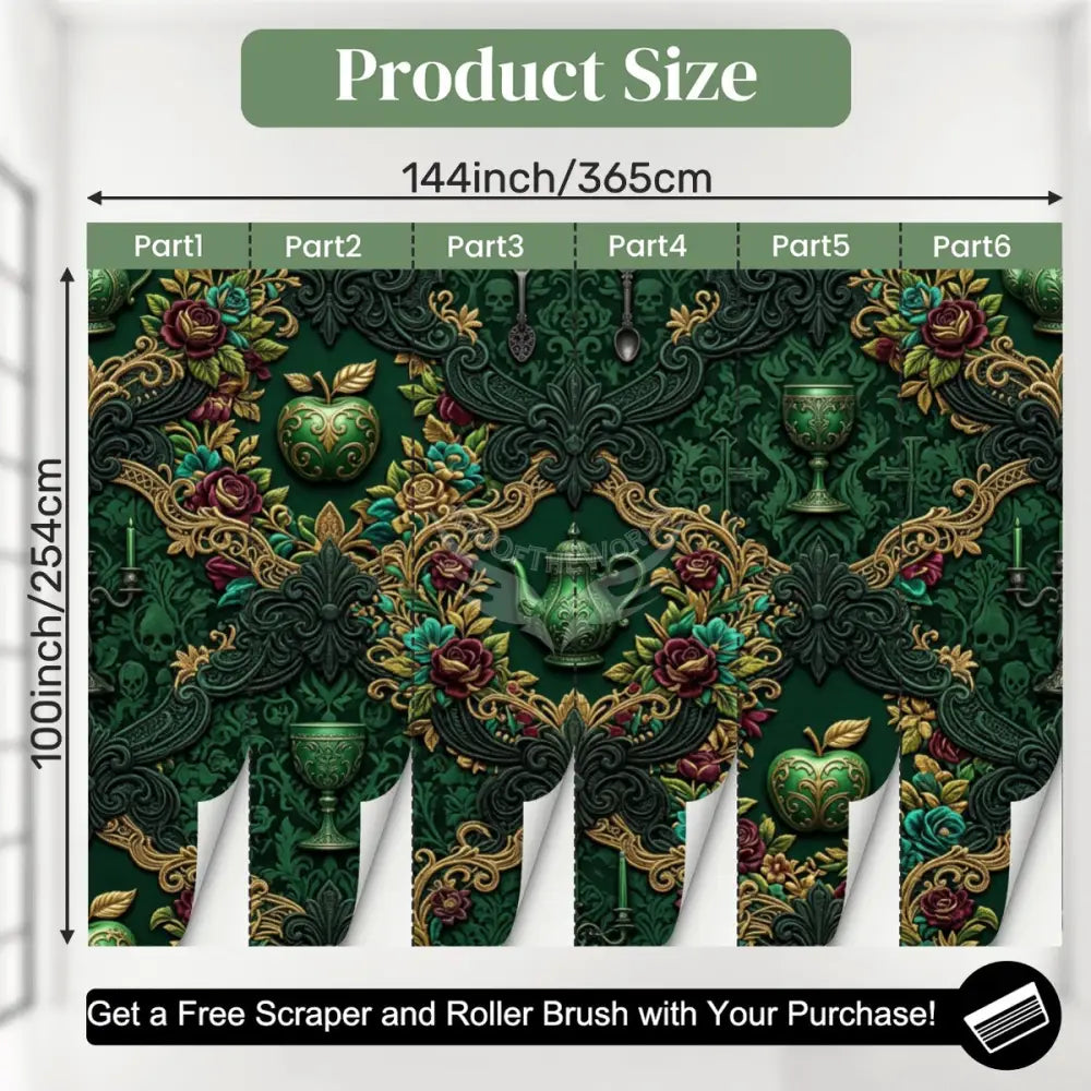 Deep Green 3D Giant Kitchen Unpasted Mural Wallpaper 144’’x100’’ 144’’x100’’ Wall Coverings