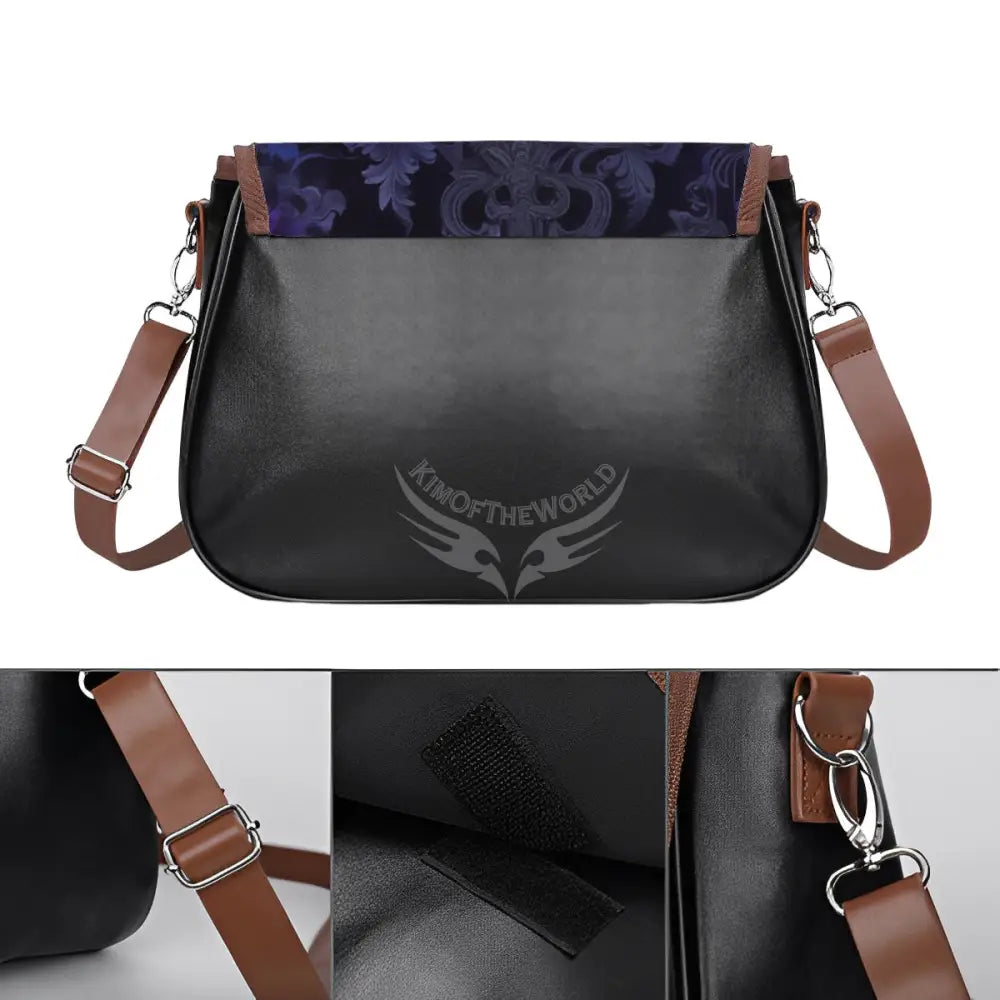 Deep Purple Gothic Rose Leather Shoulder Bag One Size Satchel