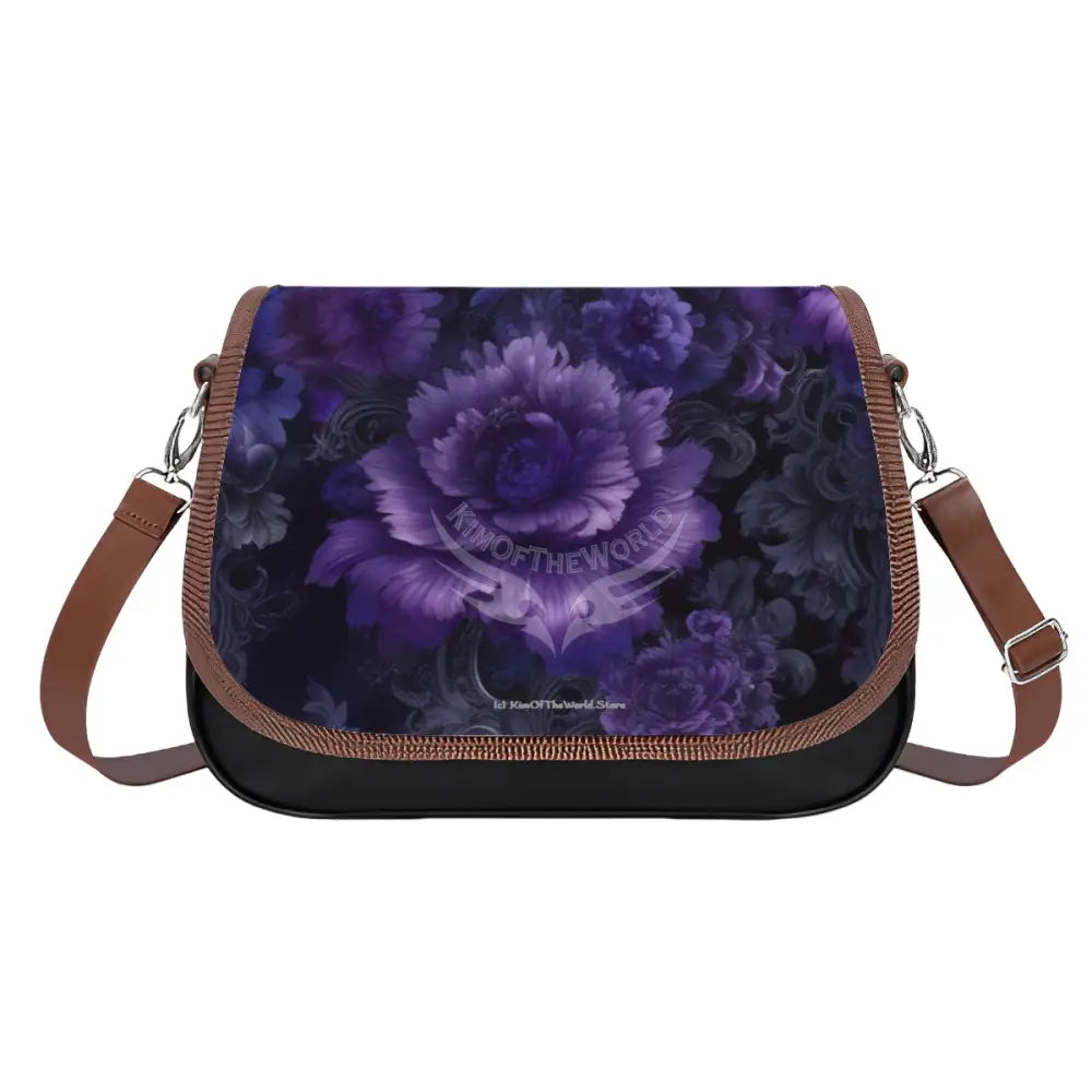 Deep Purple Gothic Rose Leather Shoulder Bag One Size Satchel