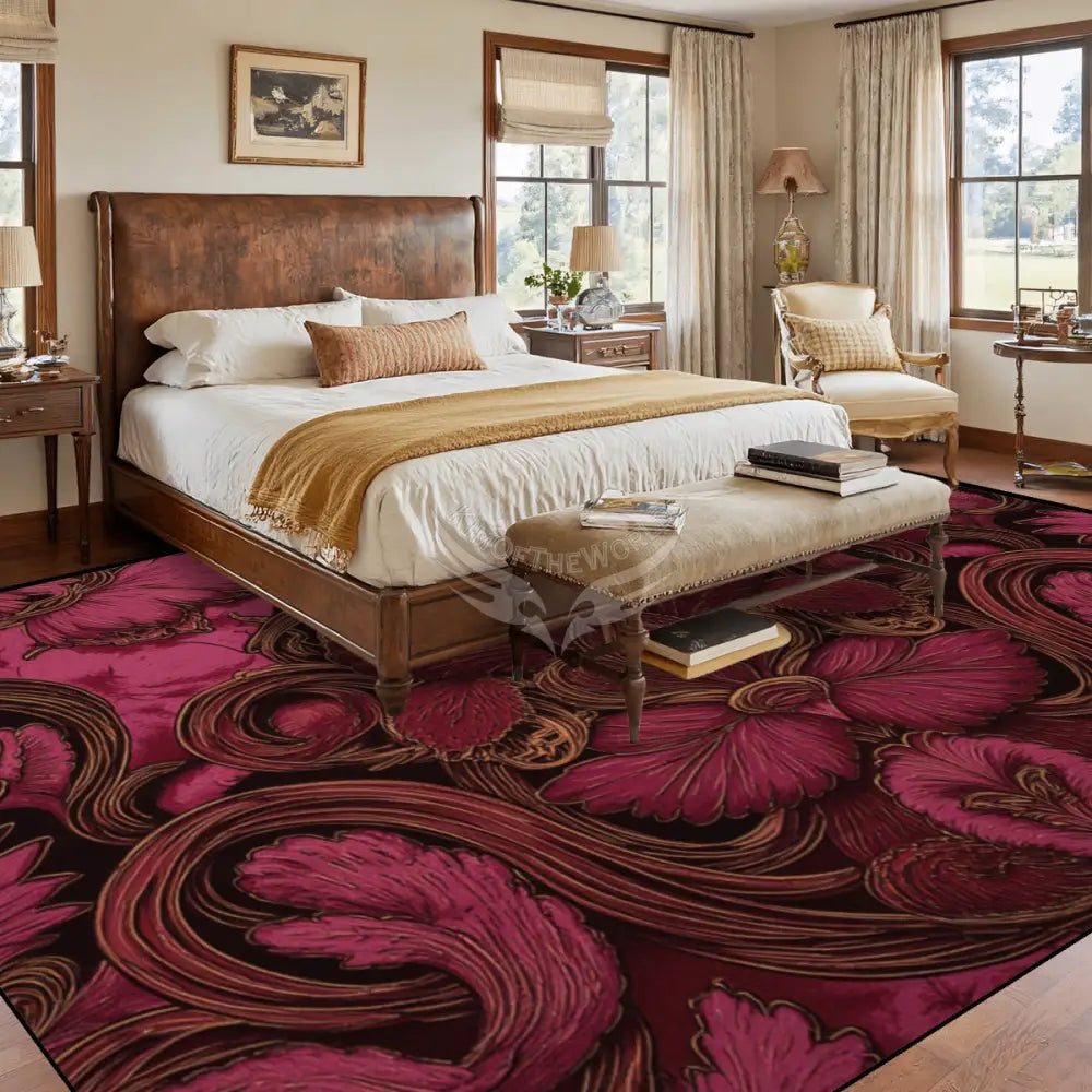 Deep Red and Burgundy Abstract Dark Heart Large Area Rug Floor Carpet - 12ft x 10ft - (Ratio 4:3) 144’’x108’’ Rugs &