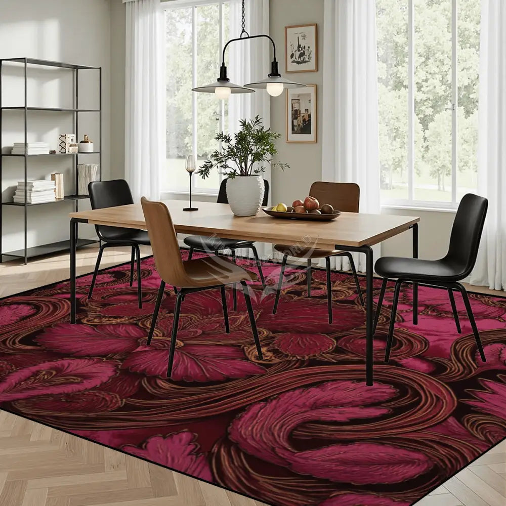 Deep Red and Burgundy Abstract Dark Heart Large Area Rug Floor Carpet - 12ft x 10ft - (Ratio 4:3) 144’’x108’’ Rugs &