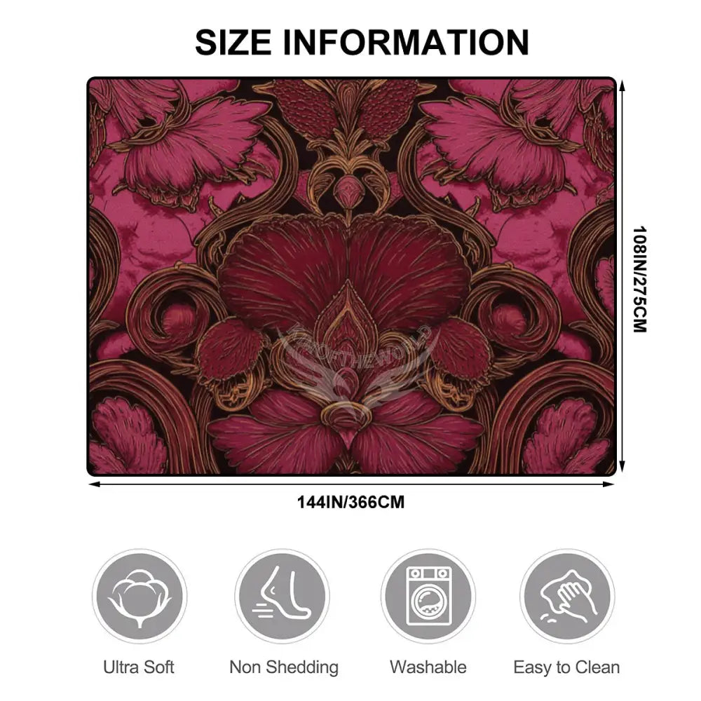 Deep Red and Burgundy Abstract Dark Heart Large Area Rug Floor Carpet - 12ft x 10ft - (Ratio 4:3) 144’’x108’’ Rugs &