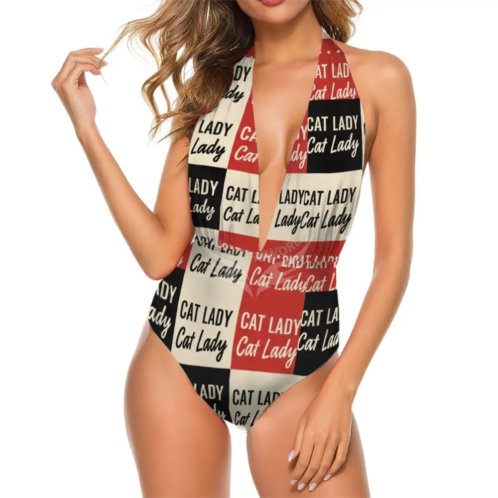 Deep V One Piece Swimsuit Women Customized Services Women’s Swimwear