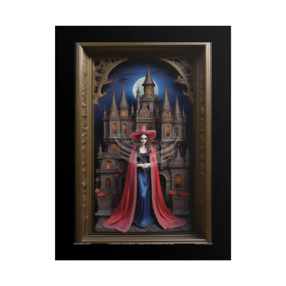 Dollhouse Diorama Gothic Miniature Floral Castle with Giantess Art Print Poster Small 18″ x 24″ (Vertical) / Matte