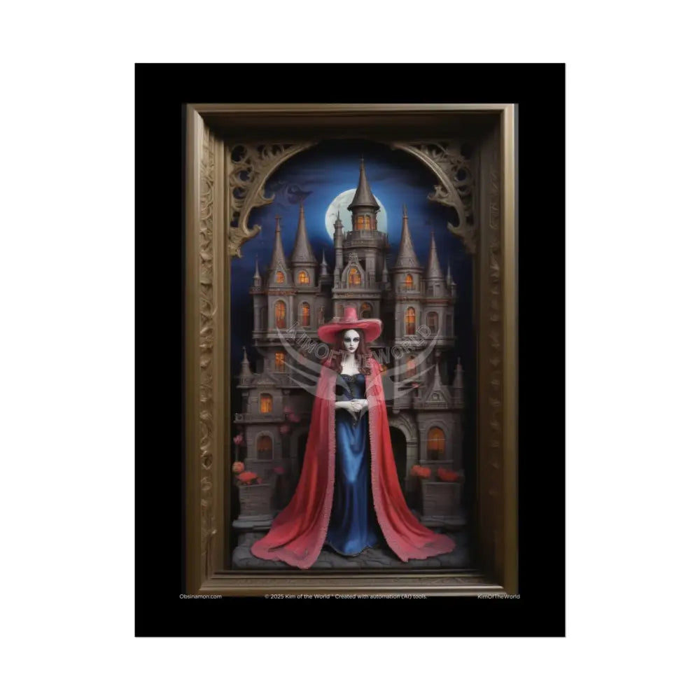 Dollhouse Diorama Gothic Miniature Floral Castle with Giantess Art Print Poster Small 18″ x 24″ (Vertical) / Semi