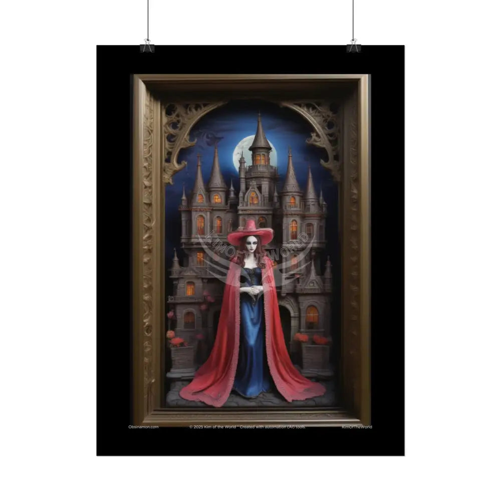 Dollhouse Diorama Gothic Miniature Floral Castle with Giantess Art Print Poster Small Poster