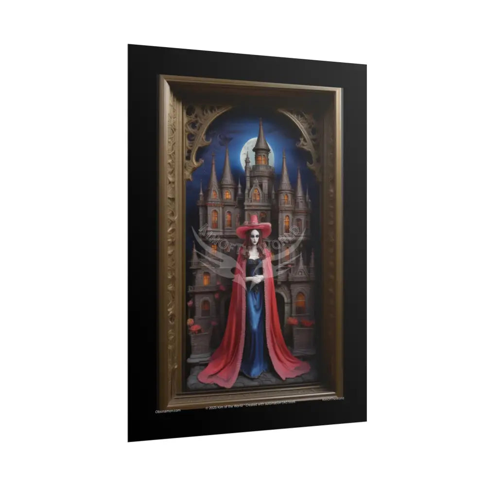 Dollhouse Diorama Gothic Miniature Floral Castle with Giantess Art Print Poster Small Poster