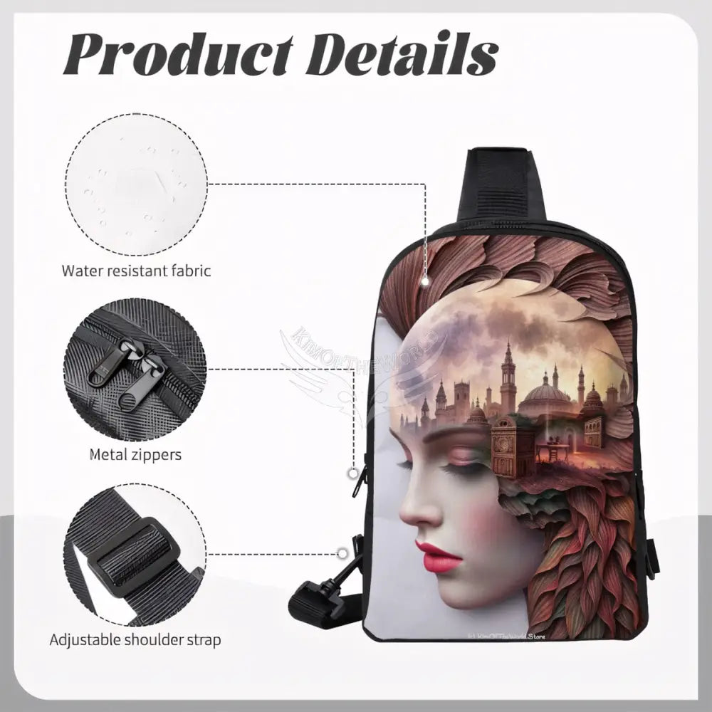 Double Exposure Graphic Lady 3D Double Layer CrossBody Bag Chest Bag One Size Satchel