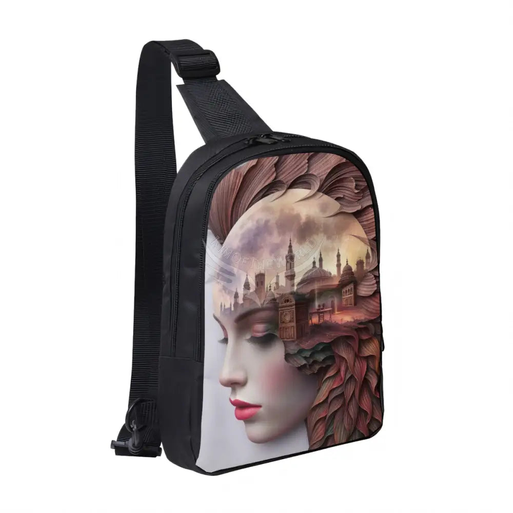 Double Exposure Graphic Lady 3D Double Layer CrossBody Bag Chest Bag One Size Satchel