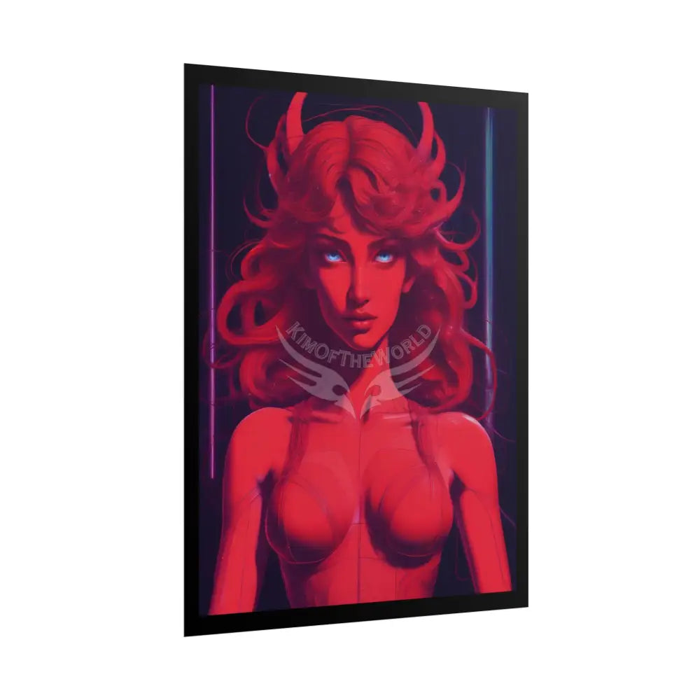 Dragon Fae Lady Girl Rolled Posters — Red Warrior Woman Wall Art Poster