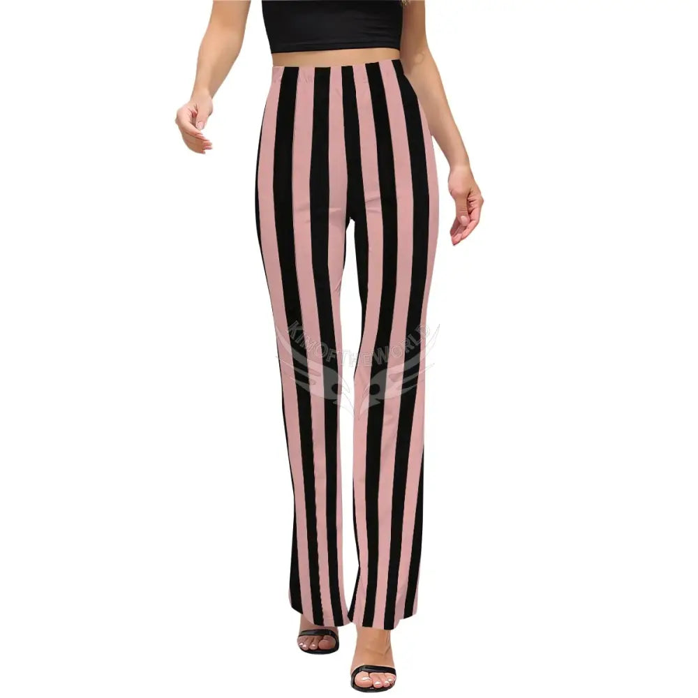 Dusty Pink and Black Stripe 3-Piece Set Tank Pants Cardigan - Women’s 3-pce set with Short Sleeve Cape Women’s T-shirts