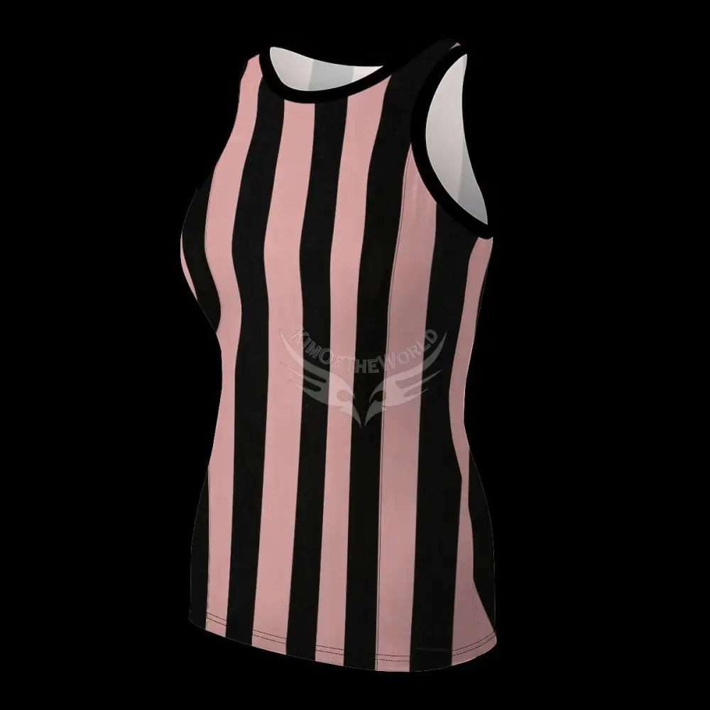Dusty Pink and Black Stripe 3-Piece Set Tank Pants Cardigan - Women’s 3-pce set with Short Sleeve Cape Women’s T-shirts