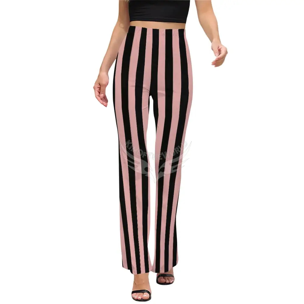 Dusty Pink and Black Stripe 3-Piece Set Tank Pants Cardigan - Women’s 3-pce set with Short Sleeve Cape Pants / XS