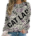 Cat Lady OP Newsprint Crewneck Sweatshirts Women