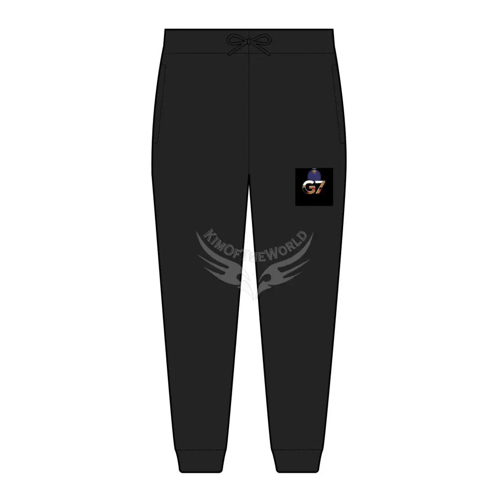 Embroidered ’87’ Black Fleece Joggers — Cozy Retro Streetwear Black / XS Trousers