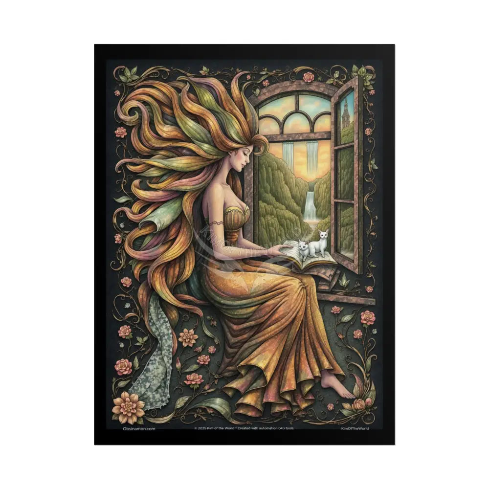 Empower Woman Cat Lady 3D Pop Art — Colorful Mirror Landscapes to Magical Portal Wall Art Posters 18″ x 24″ (Vertical)