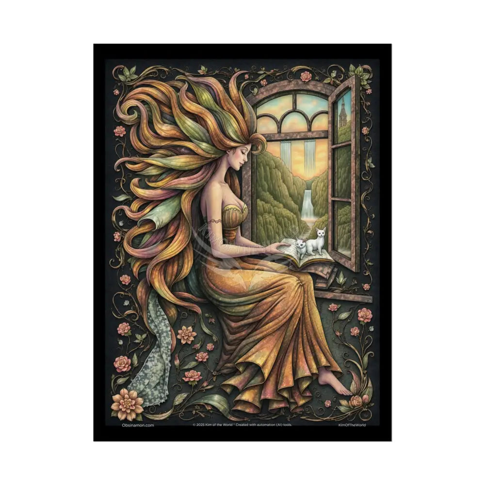 Empower Woman Cat Lady 3D Pop Art — Colorful Mirror Landscapes to Magical Portal Wall Art Posters 18″ x 24″ (Vertical)