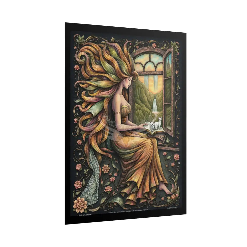 Empower Woman Cat Lady 3D Pop Art — Colorful Mirror Landscapes to Magical Portal Wall Art Posters Poster