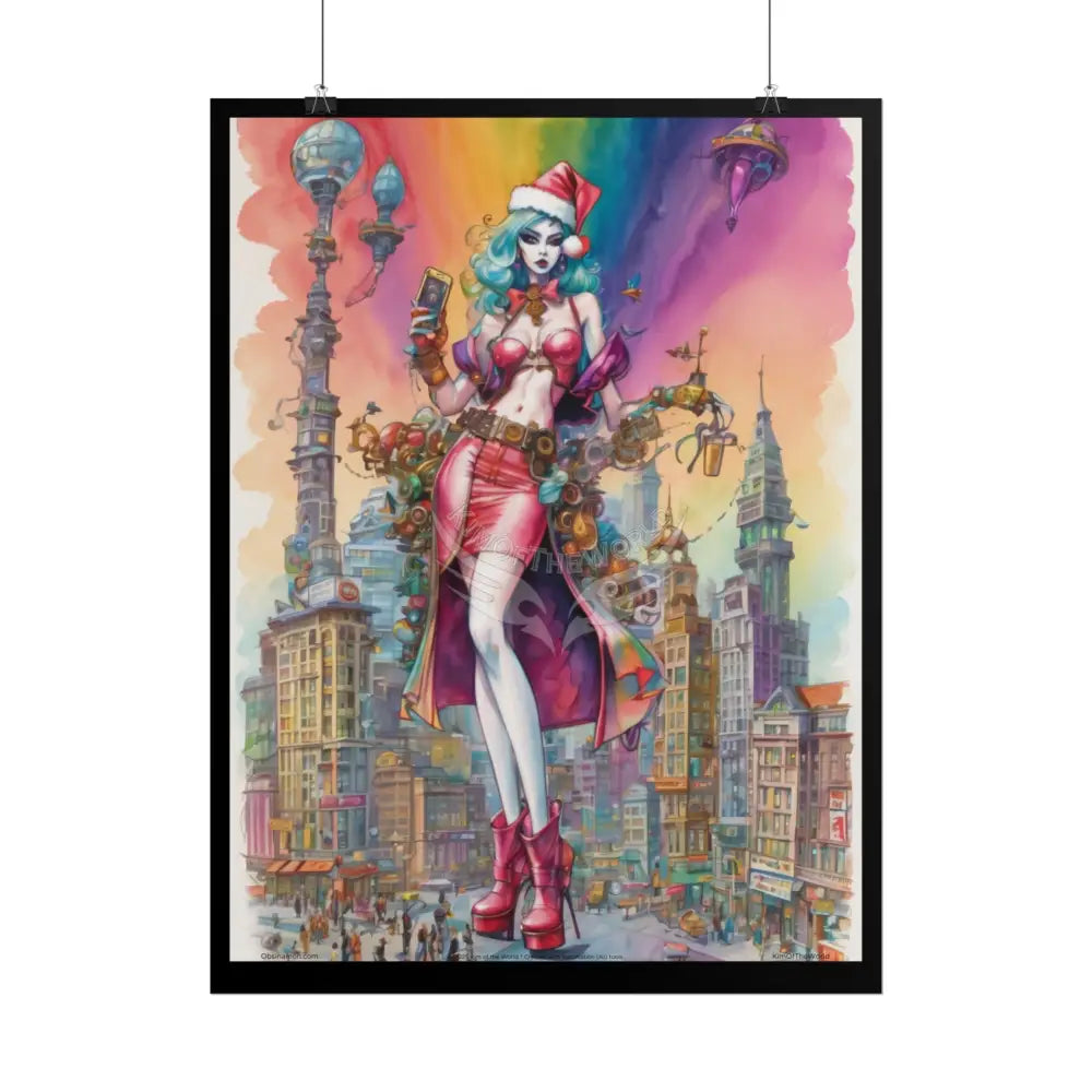 Empowered Anime Santa Lady Art Fashion Giantess Stiletto Girl (Bold & Beautiful Female Characters) — Rolled Poster Set