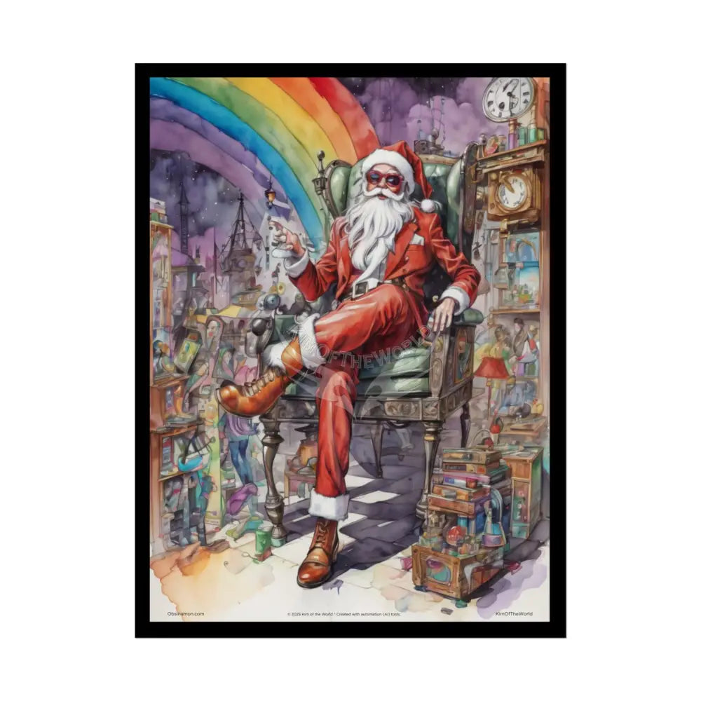 Empowered Men in Fashion Giant Weird Holiday Christmas Santa Clause Anime Gentleman Art Prints (Bold Male Characters)—