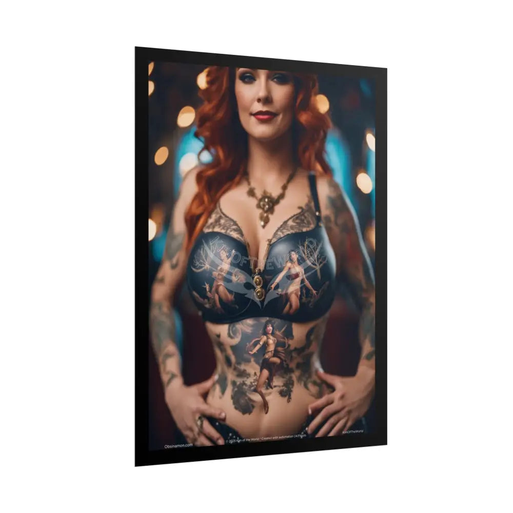 Empowered Tattooed Lady Sexy Confident Ladies Girl with little Weird Ladies Art Poster — Boudoir Fashion Wall Print