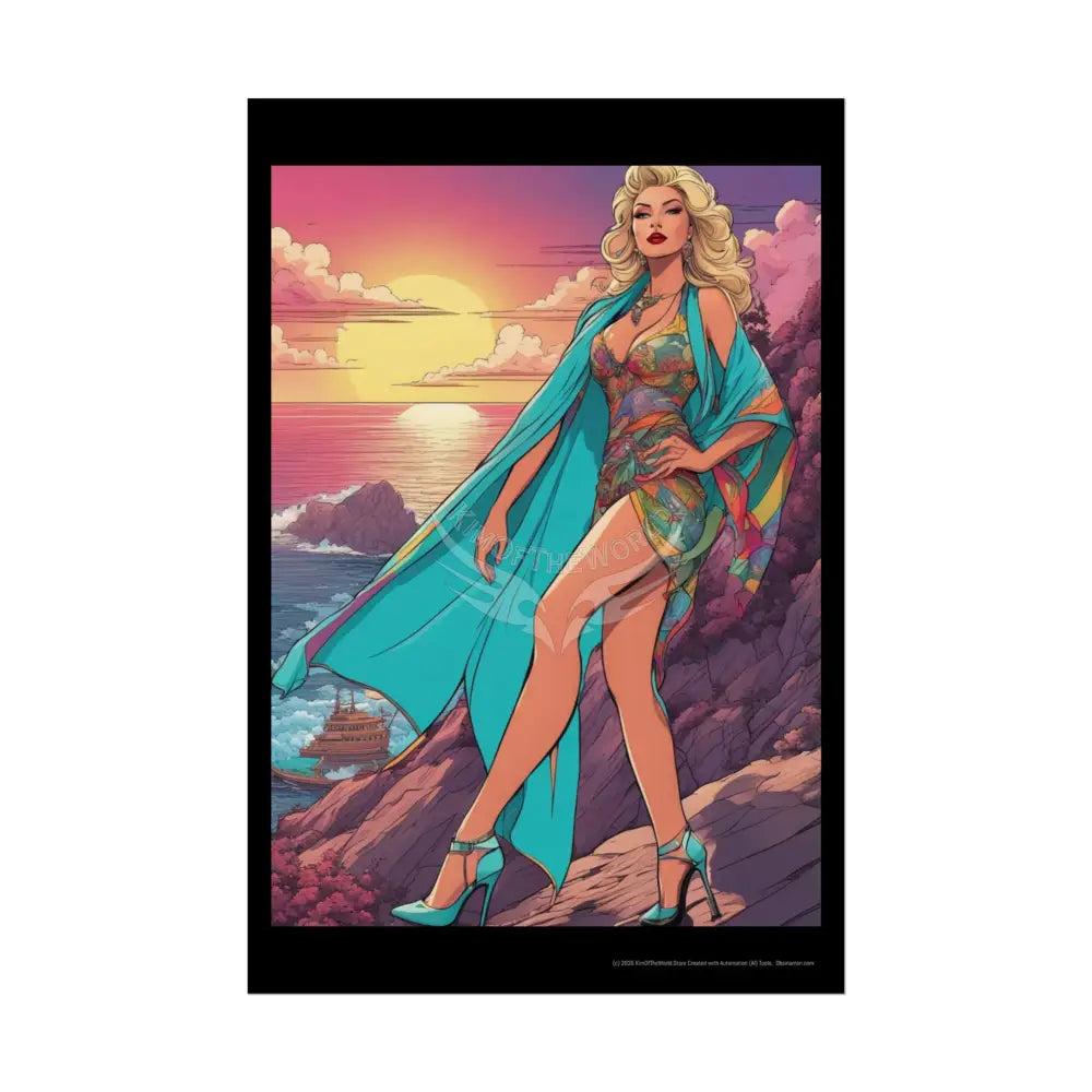 Empowered Women Retro Art Poster — ’Big Beautiful Lady in Her Empowered Energy’ 20″ x 30″ (Vertical) / Semi Glossy