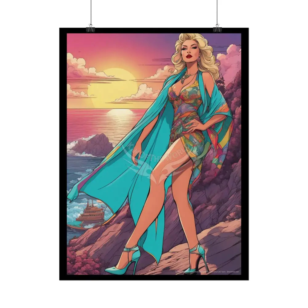 Empowered Women Retro Art Poster — ’Big Beautiful Lady in Her Empowered Energy’ Poster