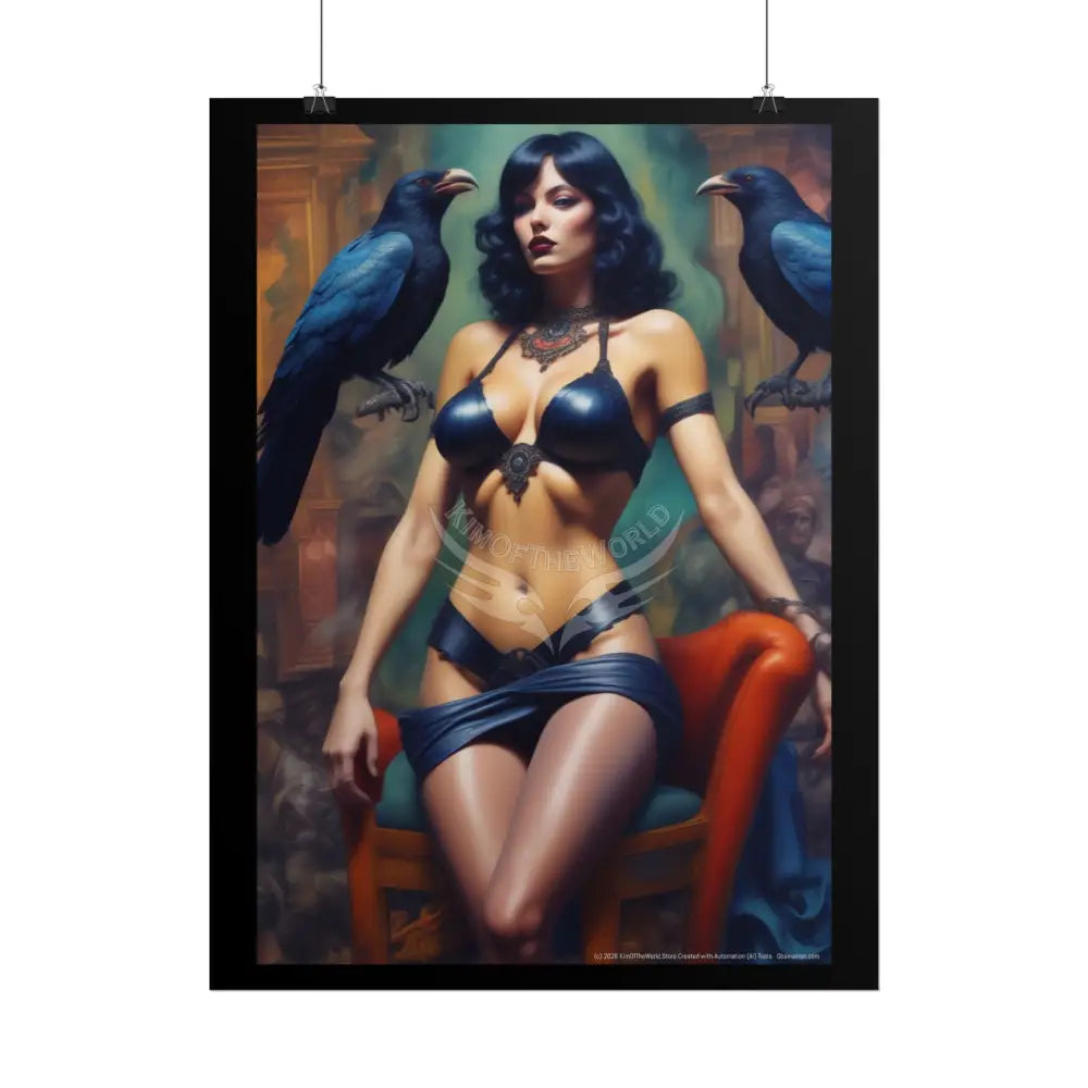 Empowered Women Retro Raven Lady Bird Woman Art Poster — Rolled Poster Poster