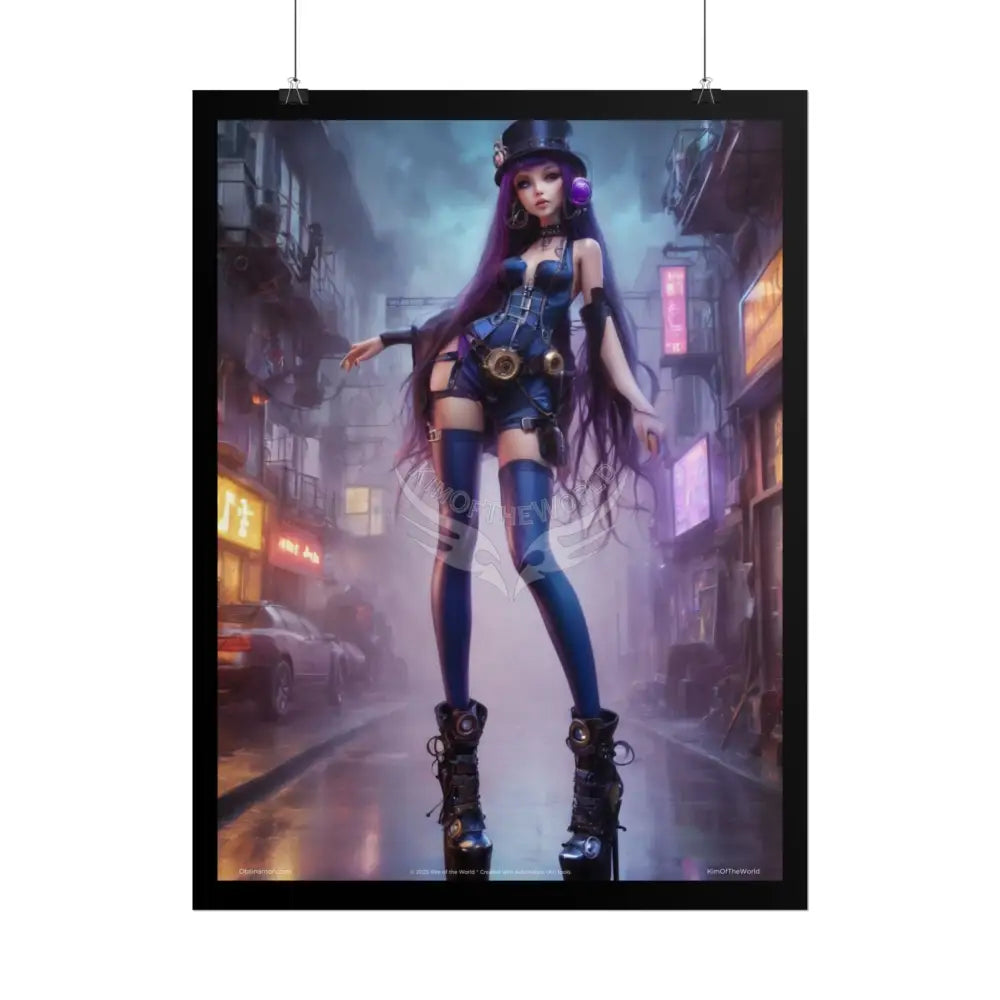 Extreme Towering Anime Giantess Fashion Show Model Rolled Poster — ’Kim of the World’ Tall Stiletto Art Poster