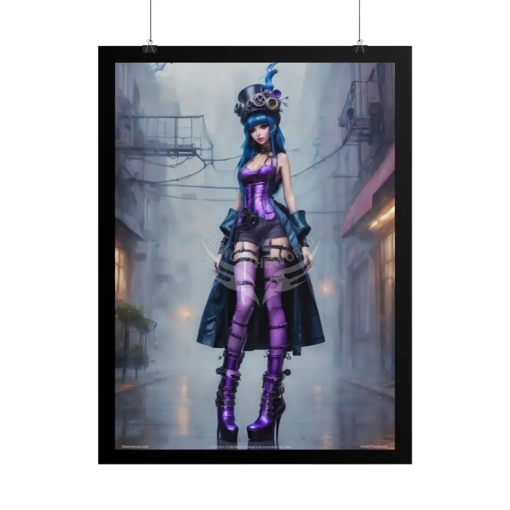 Extreme Towering Anime Giantess Fashion Show Model Rolled Poster — ’Kim of the World’ Tall Stiletto Art Poster