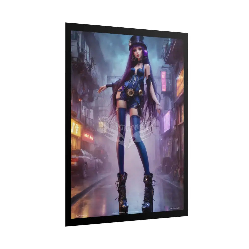 Extreme Towering Anime Giantess Fashion Show Model Rolled Poster — ’Kim of the World’ Tall Stiletto Art Poster