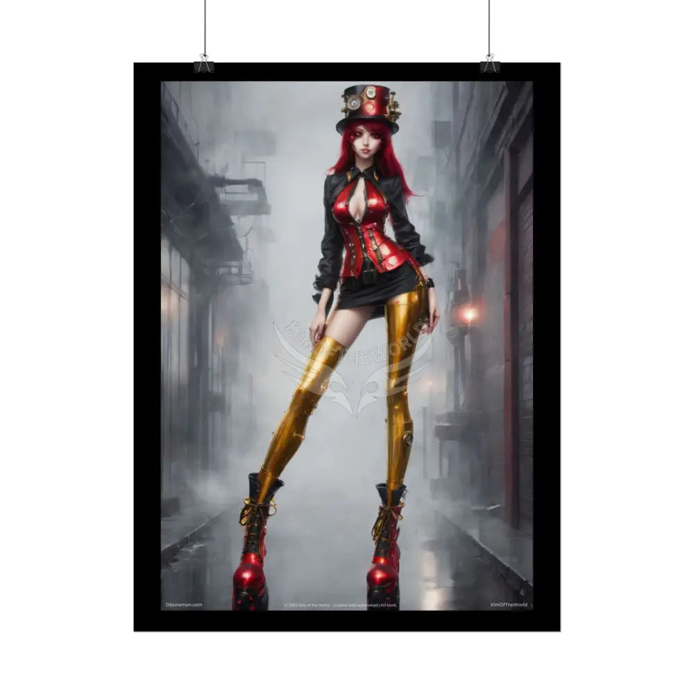 Extreme Towering Anime Giantess Fashion Show Model Rolled Poster — ’Kim of the World’ Tall Stiletto Art Poster