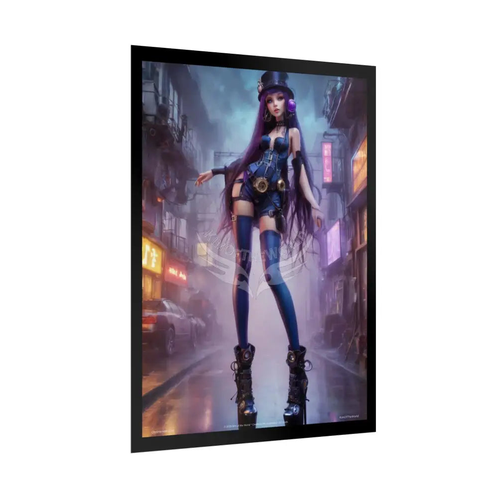 Extreme Towering Anime Giantess Fashion Show Model Rolled Poster — ’Kim of the World’ Tall Stiletto Art Poster