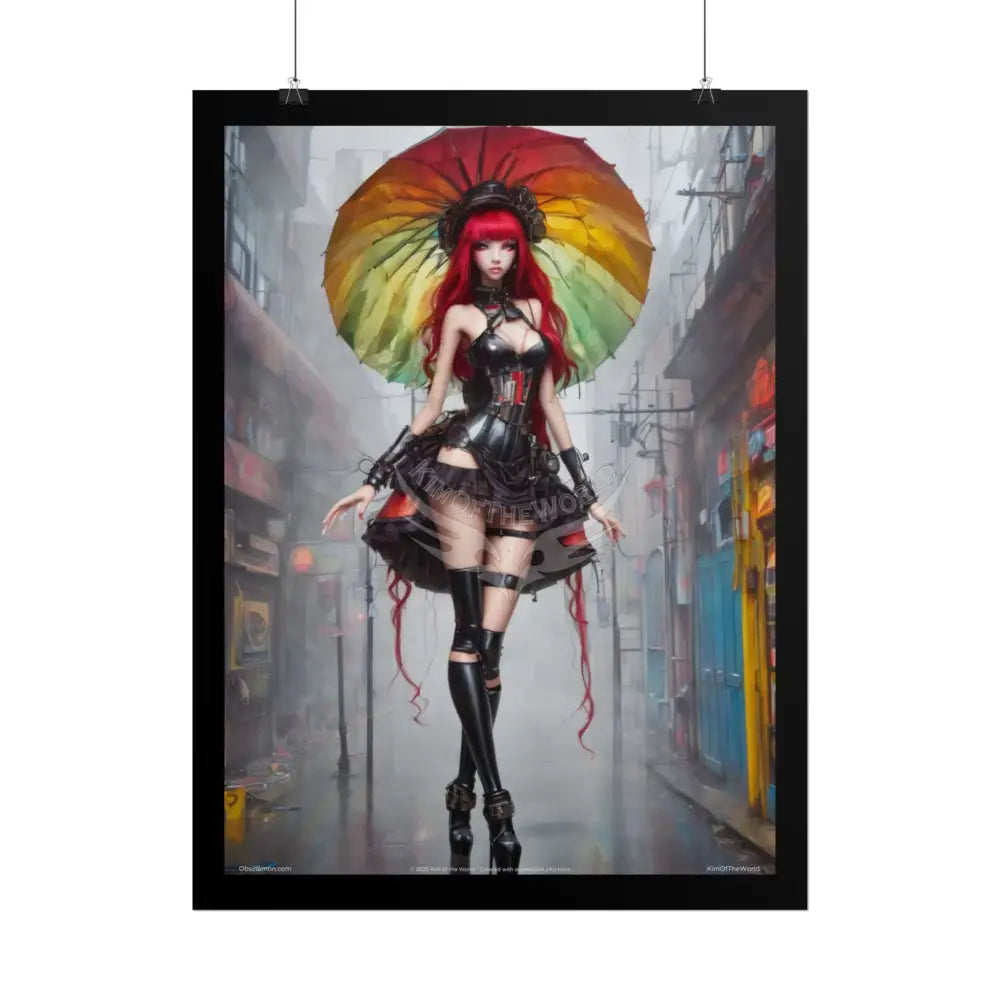 Extreme Towering Anime Giantess Fashion Show Model Rolled Poster — ’Kim of the World’ Tall Stiletto Art Poster