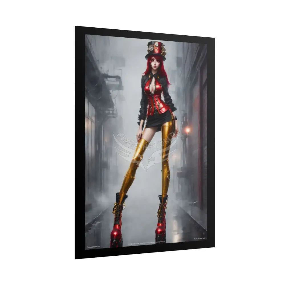 Extreme Towering Anime Giantess Fashion Show Model Rolled Poster — ’Kim of the World’ Tall Stiletto Art Poster