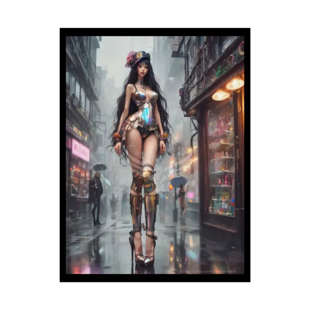 Extreme Towering Anime Giantess Lady Fashion Show Model Rolled Poster — Tall AI Girl Stiletto Art 18″ x 24″ (Vertical)
