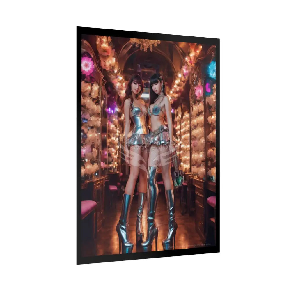 Extreme Towering Anime Giantess Lady Fashion Show Model Rolled Poster — Tall AI Girl Stiletto Art Poster