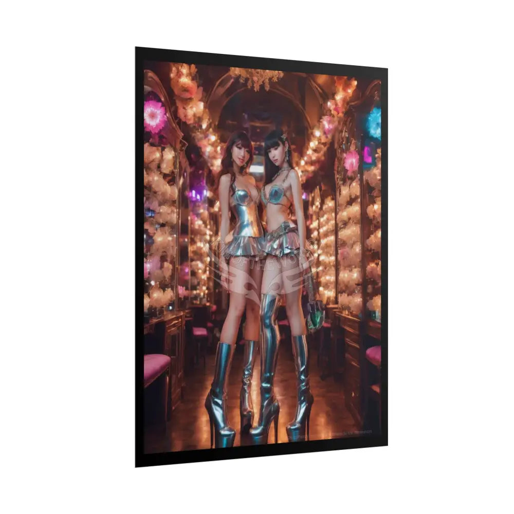 Extreme Towering Anime Giantess Lady Fashion Show Model Rolled Poster — Tall AI Girl Stiletto Art Poster