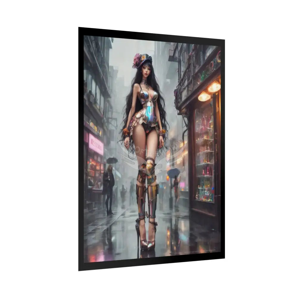 Extreme Towering Anime Giantess Lady Fashion Show Model Rolled Poster — Tall AI Girl Stiletto Art Poster