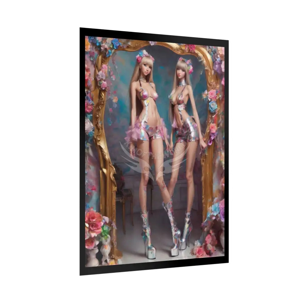 Extreme Towering Anime Giantess Lady Fashion Show Model Rolled Poster — Tall AI Girls Stiletto Art Poster