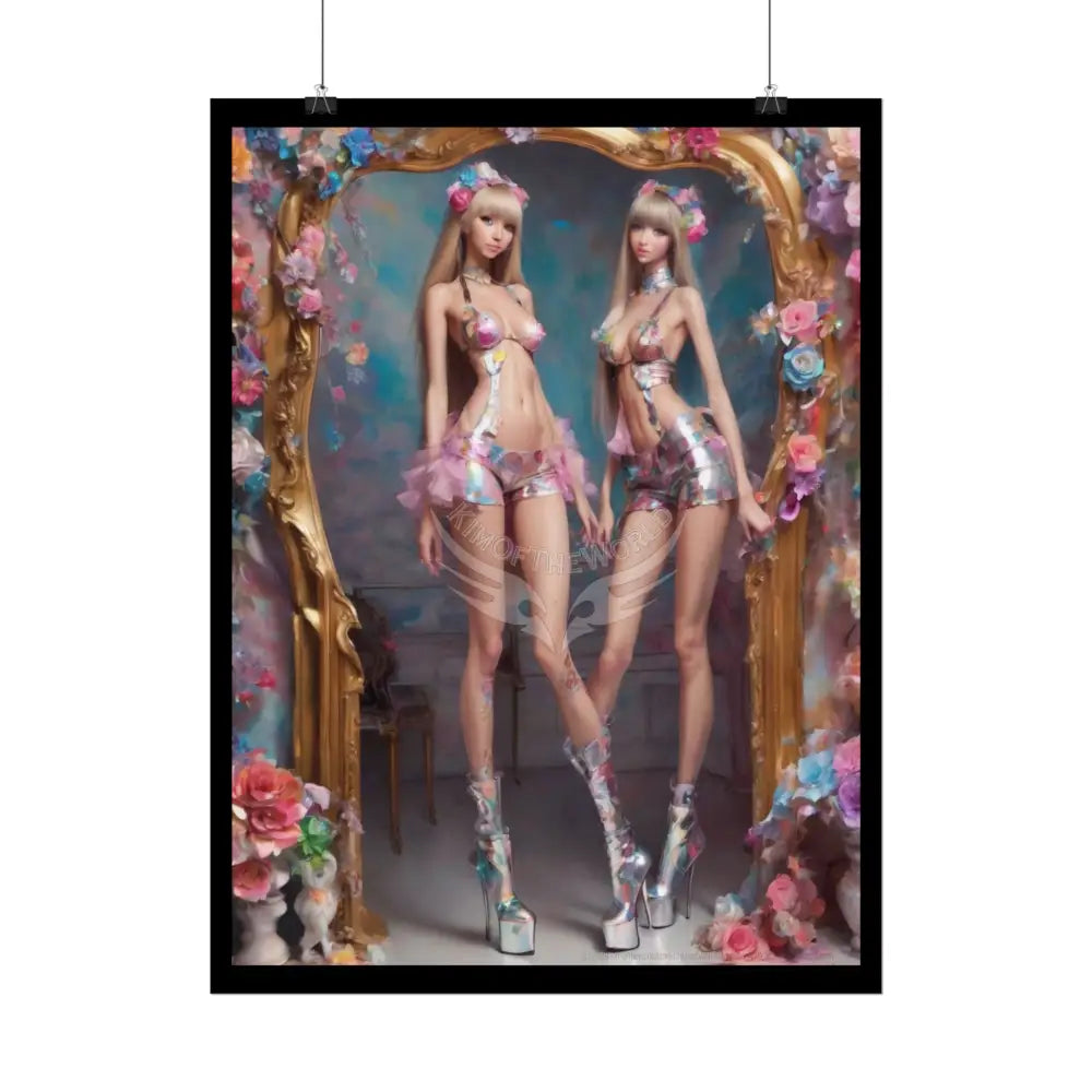 Extreme Towering Anime Giantess Lady Fashion Show Model Rolled Poster — Tall AI Girls Stiletto Art Poster