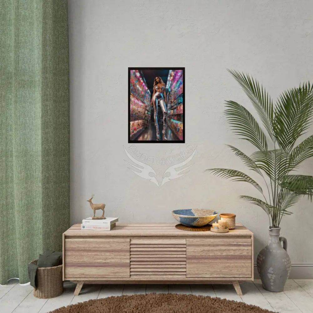 Extreme Towering Anime Giantess Lady Fashion Show Model Rolled Poster — Tall Girl Stiletto Art Poster